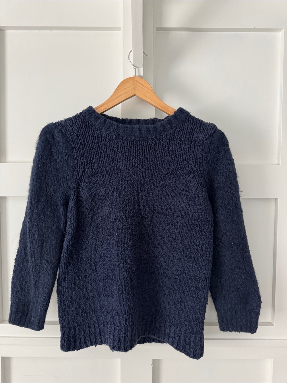 Anthropologie Navy Textured Crewneck Sweater